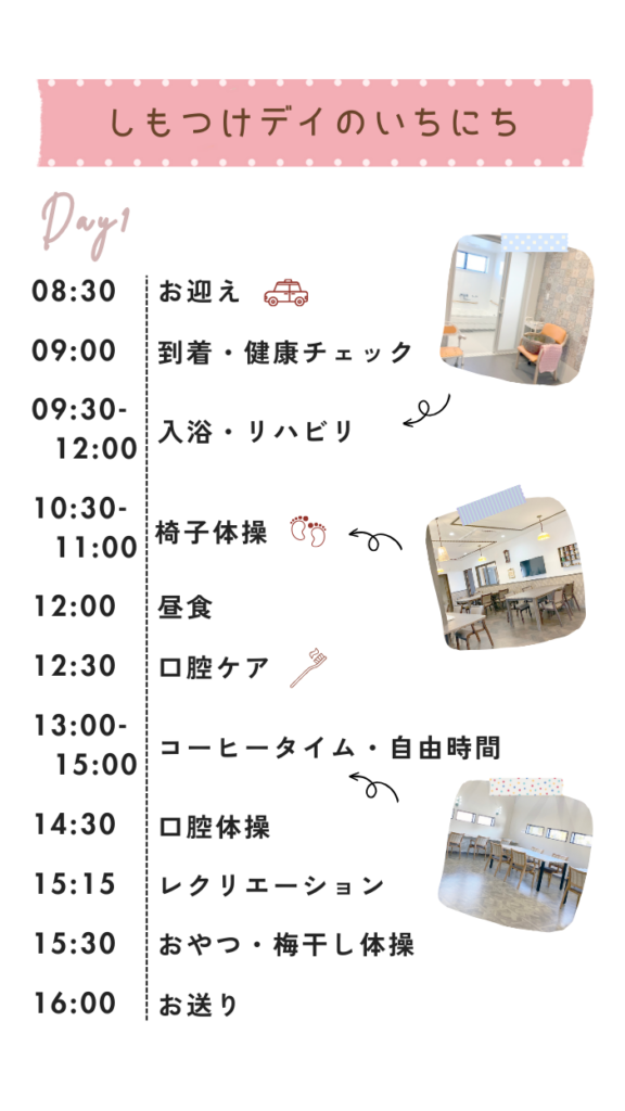 デイホーム孫の手・しもつけ　一日の流れ